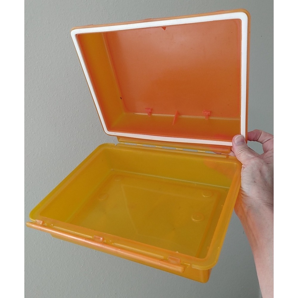 Vintage IBM Plastic Box Computer Storage Orange Rare - Picture 2 of 15